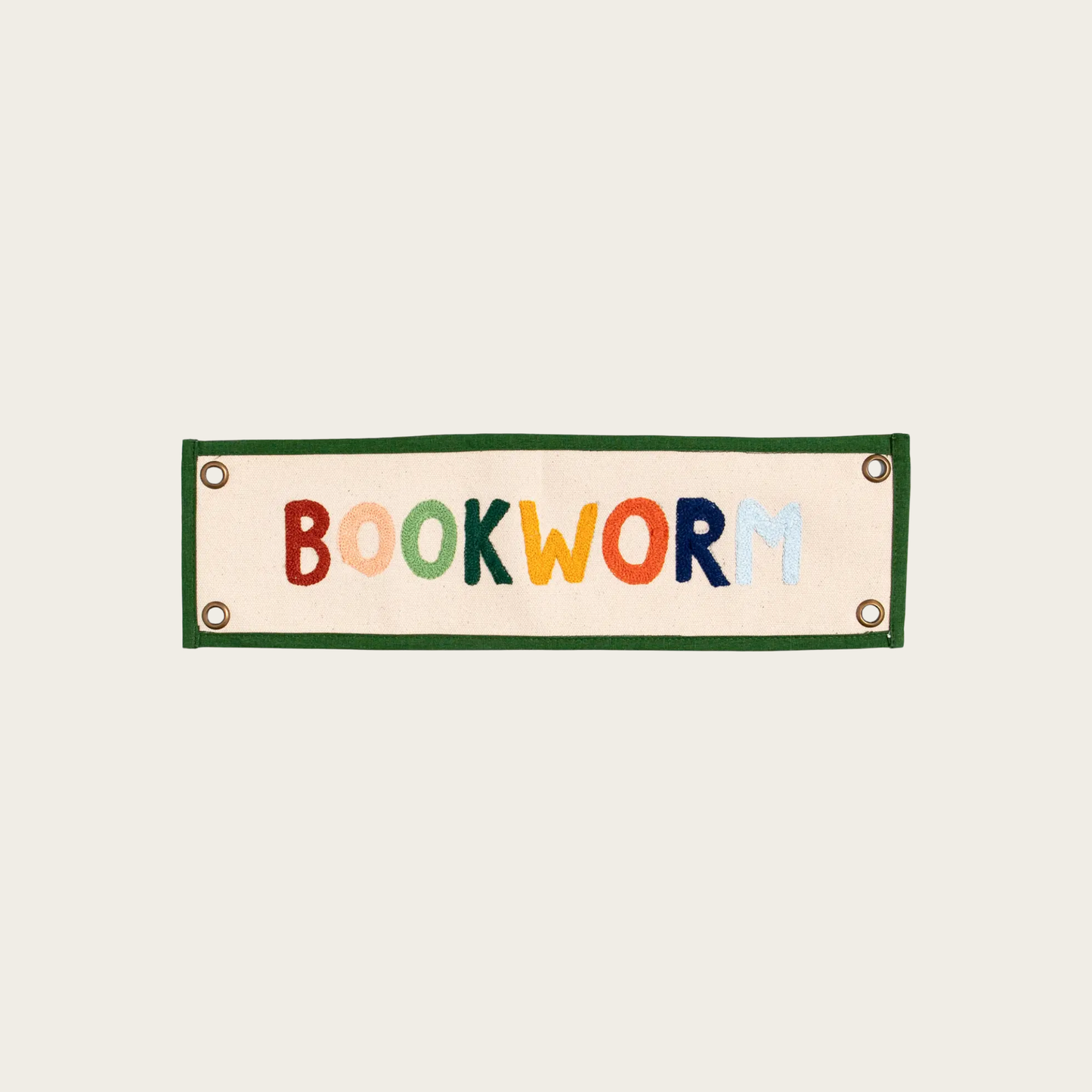 Bookworm Embroidered Canvas Banner