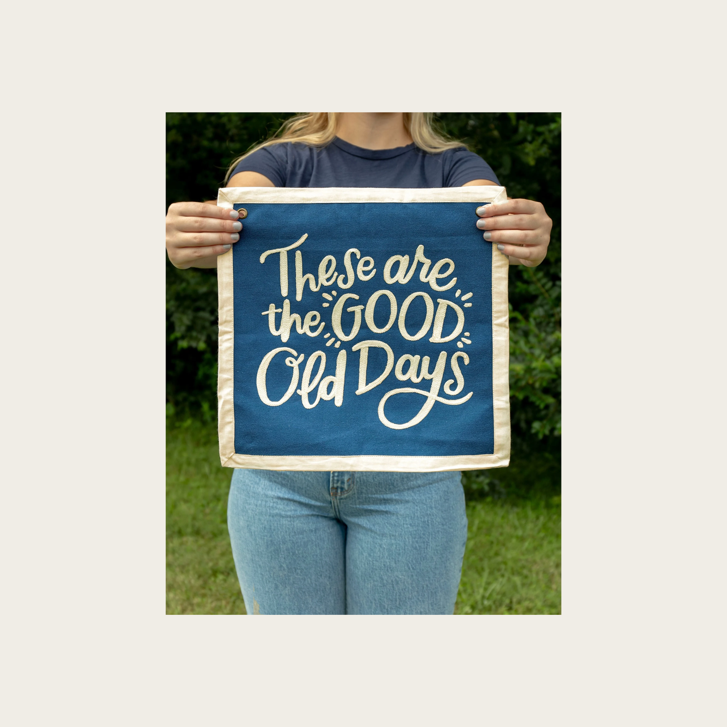 Good Old Days Embroidered Canvas Banner