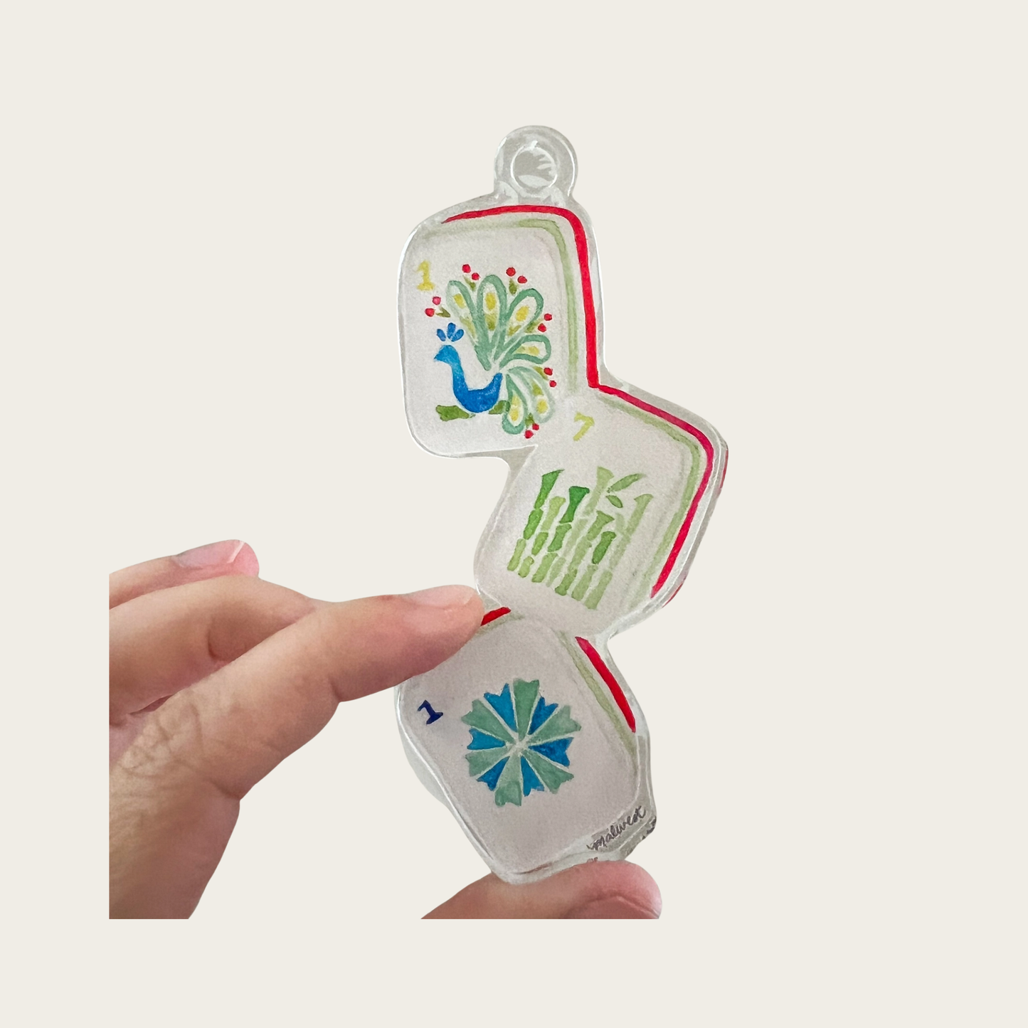 Merry Mahjong Watercolor Acrylic Ornament