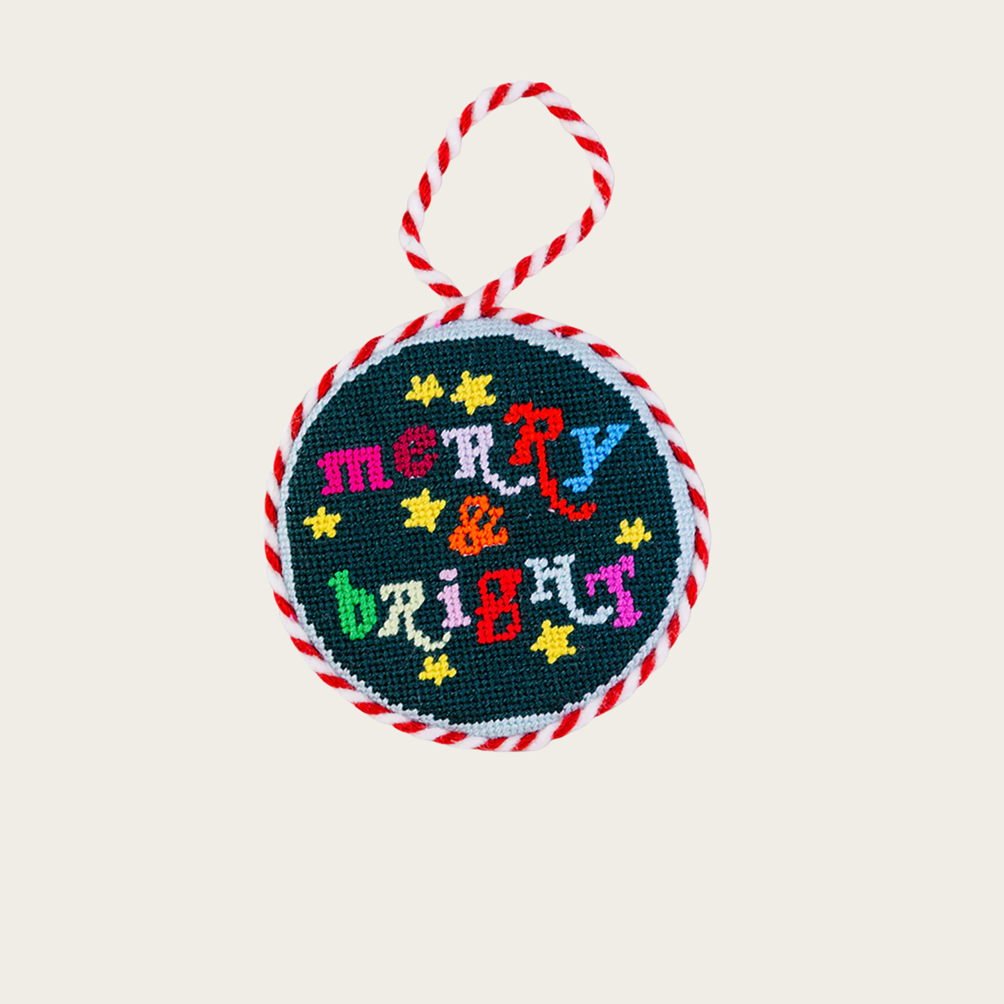 Merry and Bright Needlepoint Ornament