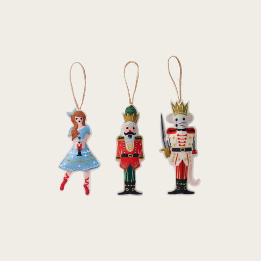 Nutcracker Set of 3 Felt Ornaments