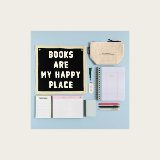 Books Are My Happy Place Embroidered Canvas Banner