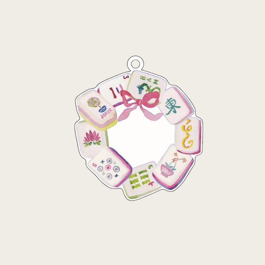 Mahjong Tile Wreath Watercolor Acrylic Ornament